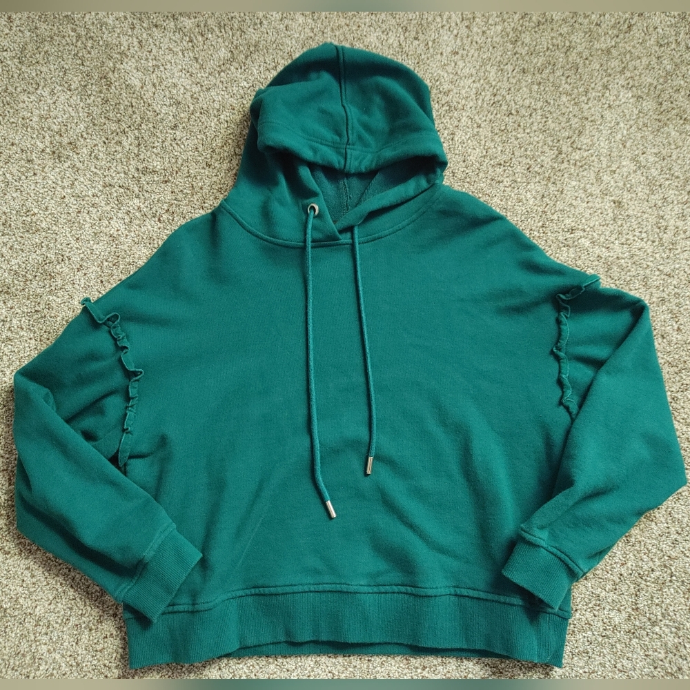 Teal Hoodie with ruffles